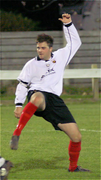 Rob Wimble's flick off the outside of his boot goes wide
