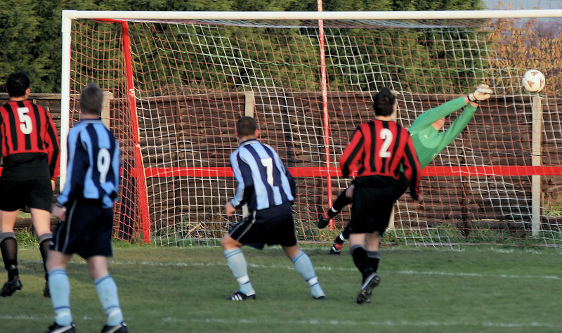 Simon Davey pulls off a good save early in the game
