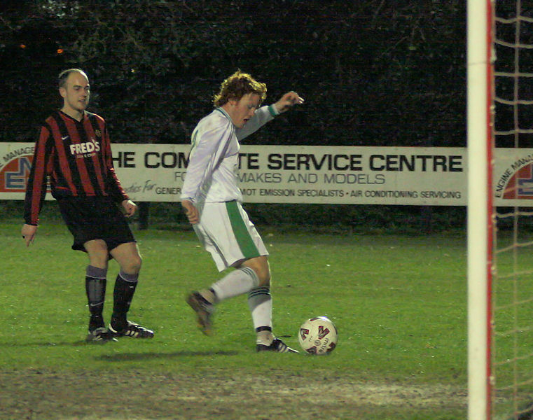 This Darren Annis effort is cleared by James Smith
