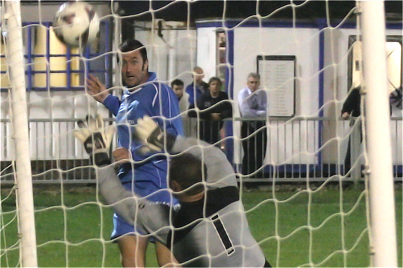 Martin O'Donnell opens the scoring for Shoreham
