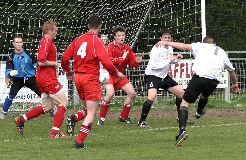 ... Seb blasts through a crowd of players ...
